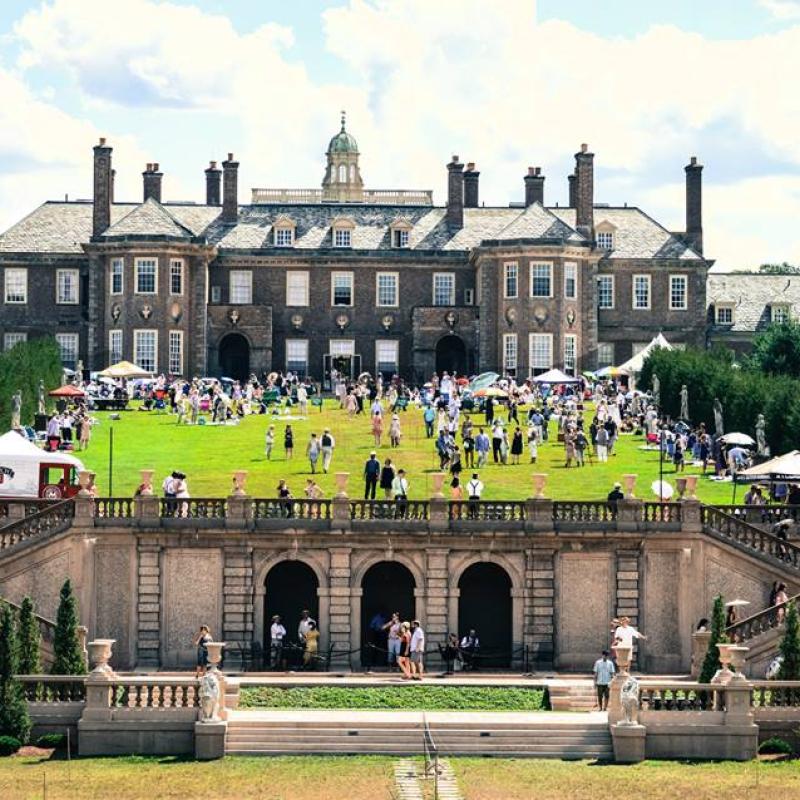 Exterior of mansion.
