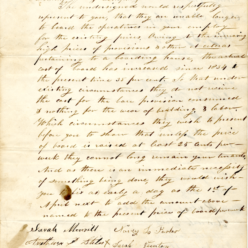 List of names on a historical petition