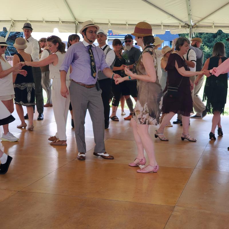 Large group dancing.