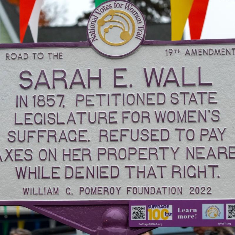 Sarah E. Wall Suffrage Marker
