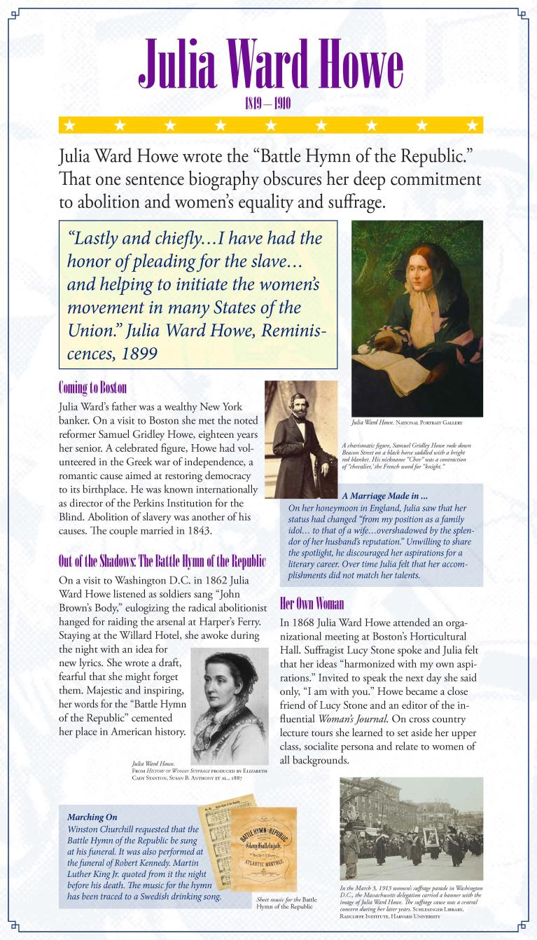 Suffrage display panel featuring Julia Ward Howe