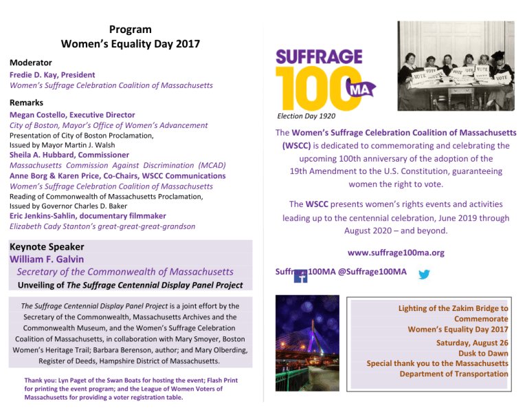 Women's Equality Day 2017 print program.