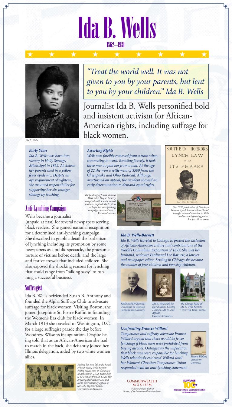 Suffrage display panel featuring Ida B. Wells