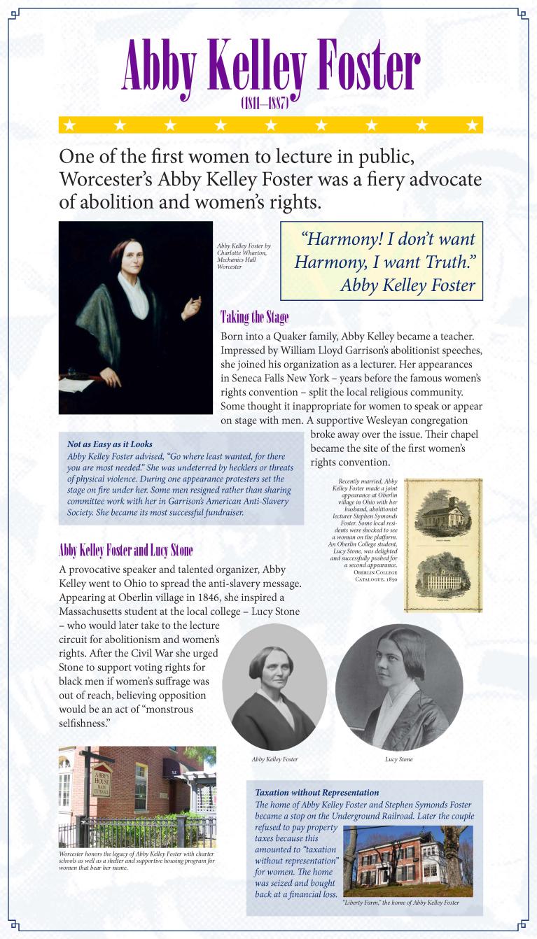 Suffrage display panel featuring Abby Kelly Foster