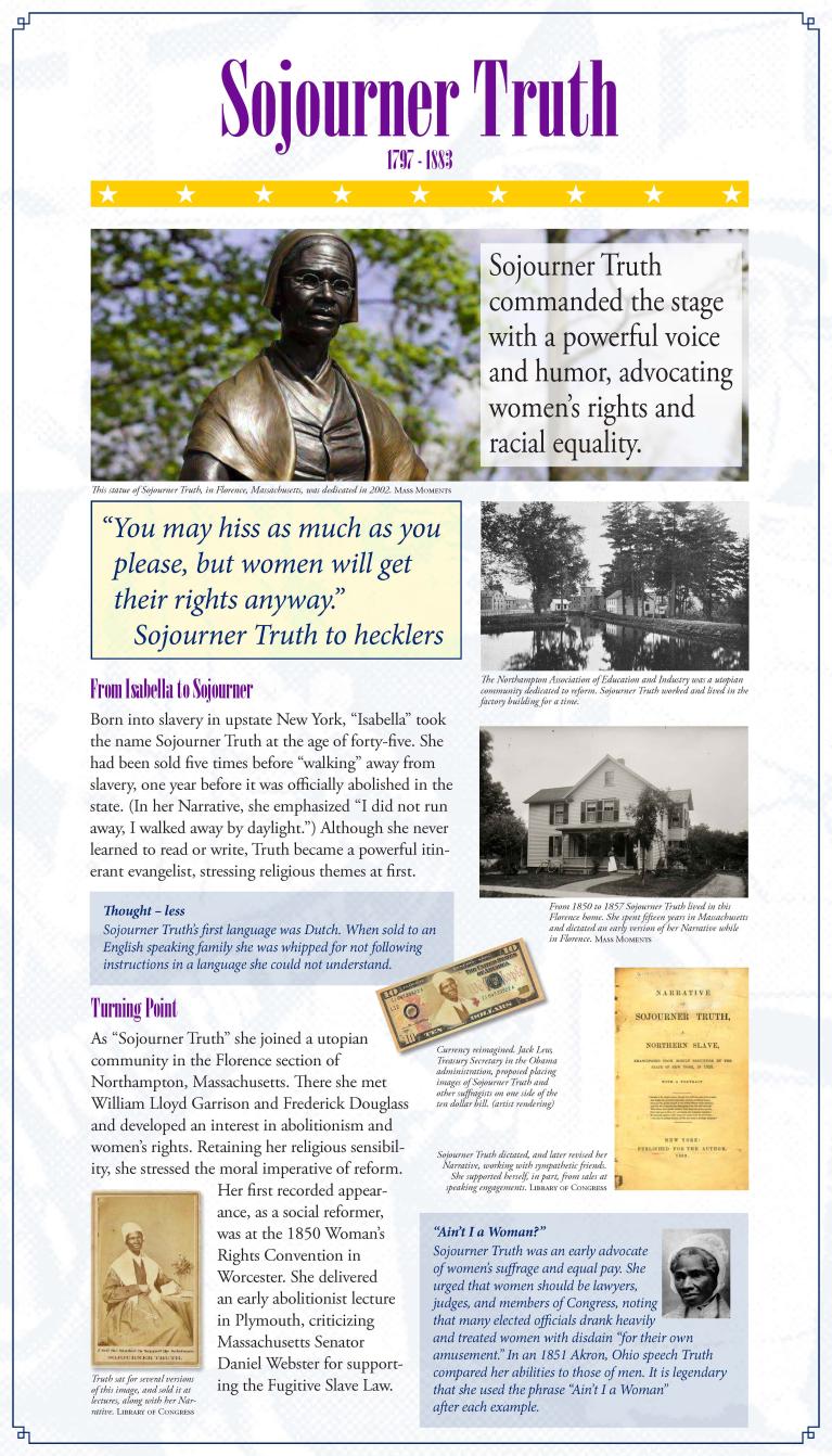 Suffrage display panel featuring Sojourner Truth