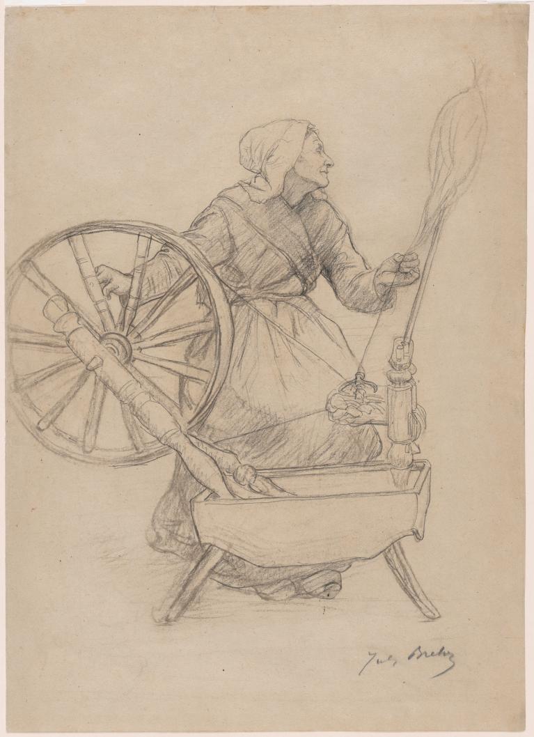 Woman at spinning wheel