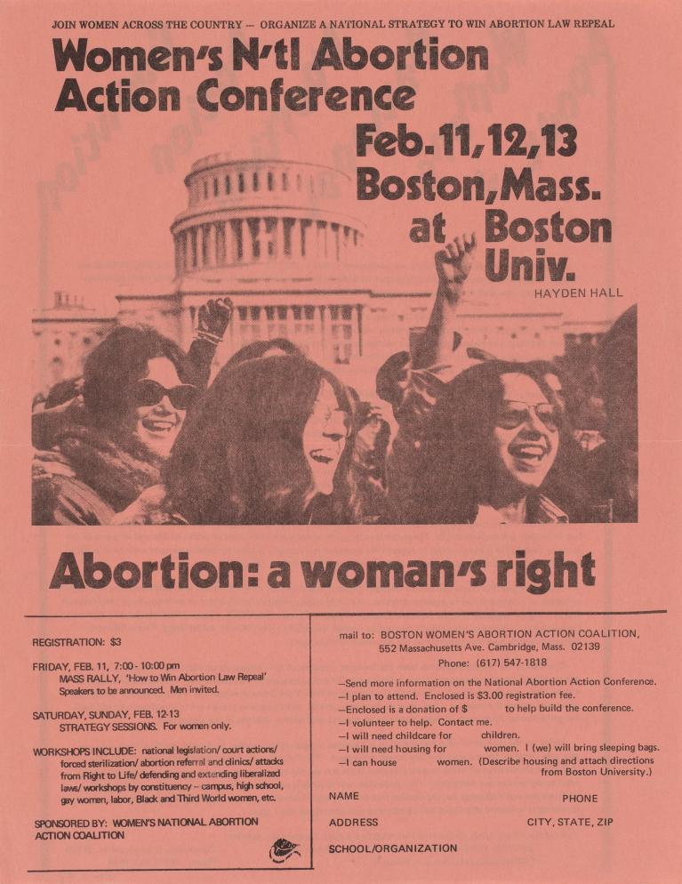 pamphlet for a 1972 pro-choice conference in Boston